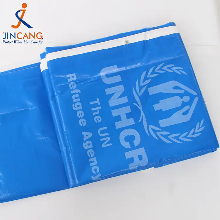 220 g blå vit med tryck PE -presenning