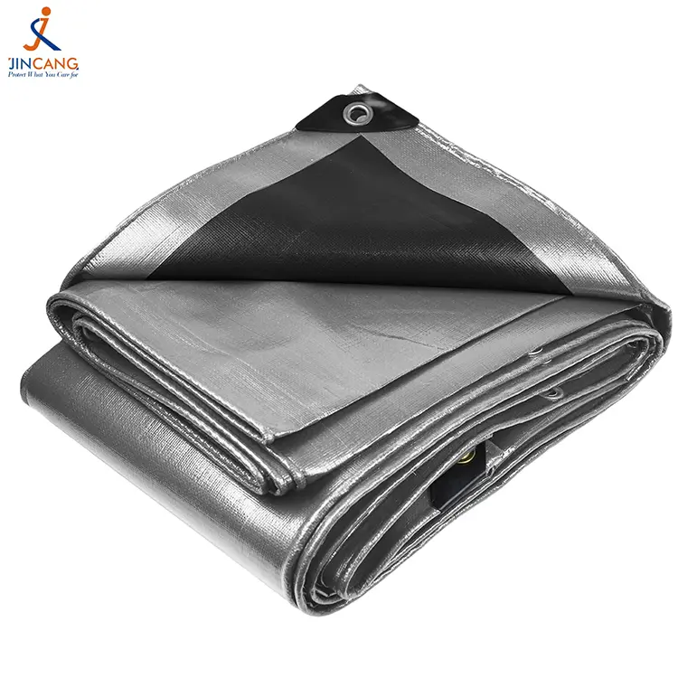 Svart silver 240 Virgin PE Tarpaulin